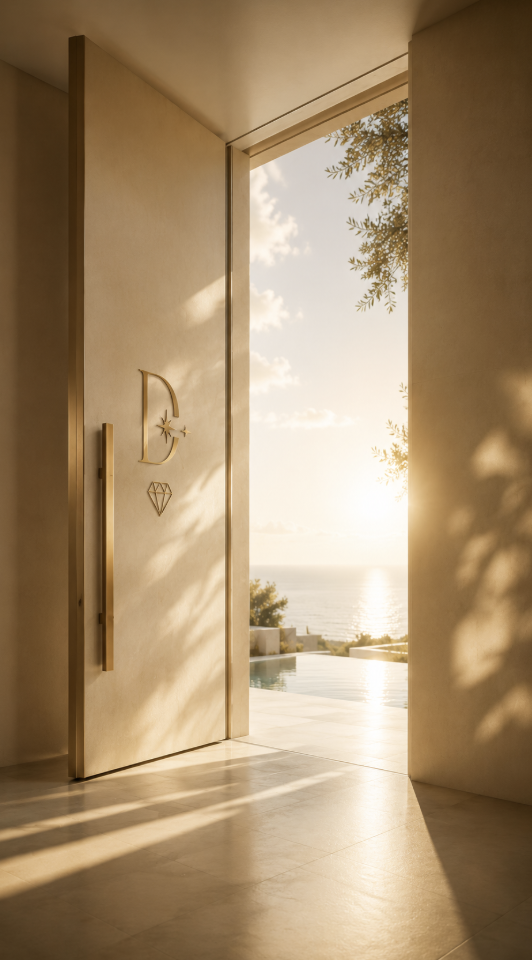 La Porte Secrète de Maison DIAMORPHOSE — une porte dorée entrouverte sur la lumière